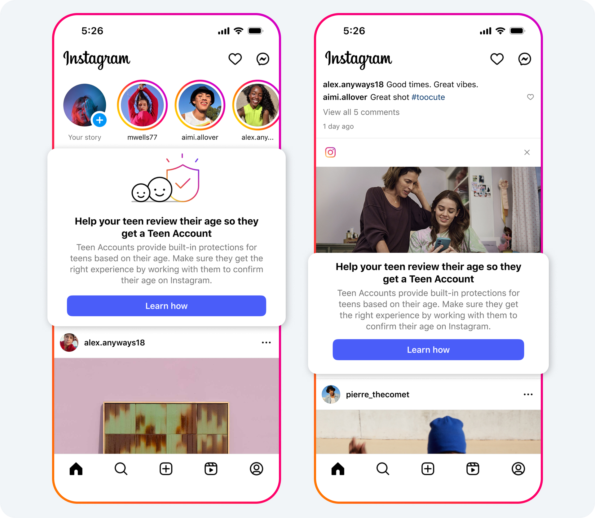 InstagramはAIを使用して、これらのアップデートで「偽の年齢」で登録されている10代の若者を保護します
